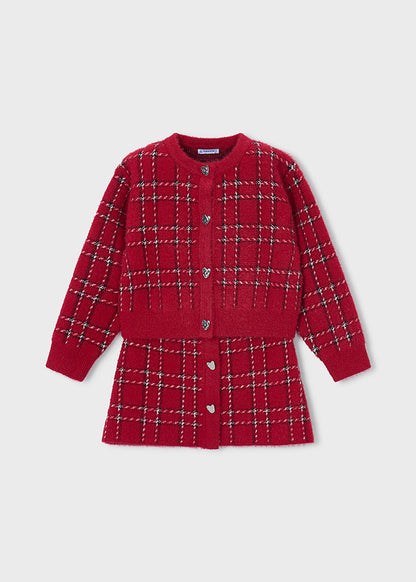 Girls Classic Plaid Tricot Skirt Set