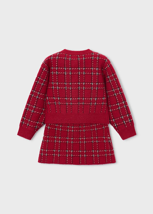 Girls Classic Plaid Tricot Skirt Set