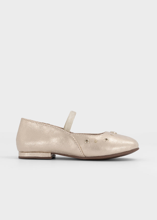 Girls Gold Ballerina Flats