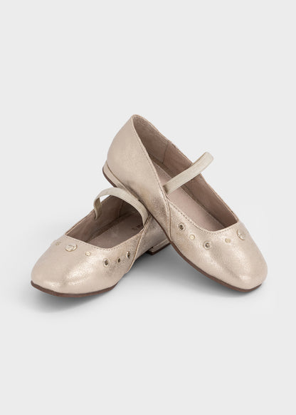 Girls Gold Ballerina Flats