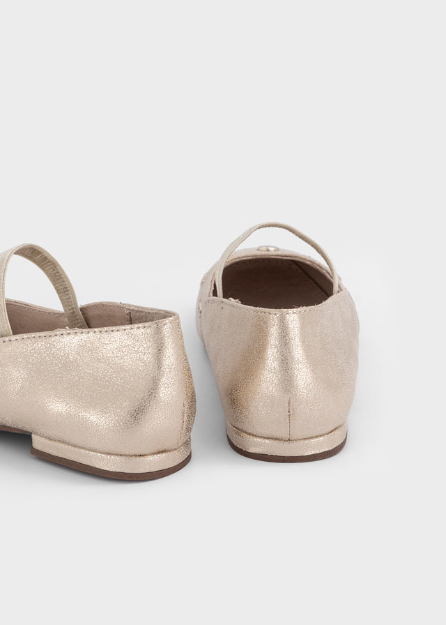 Girls Gold Ballerina Flats