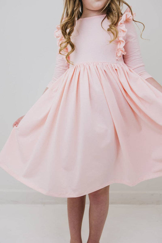 Petal Pink Twirl Ruffle Dress