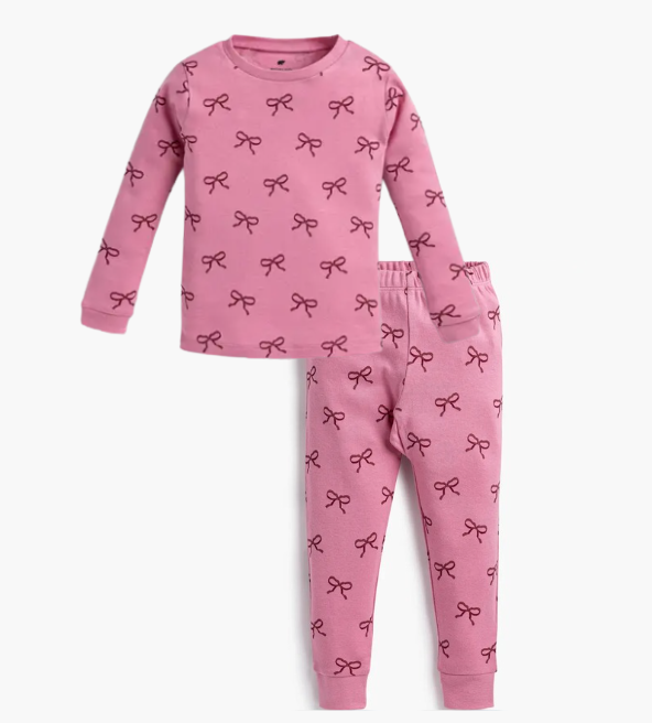 Girl Pink Ribbons Loungewear Set