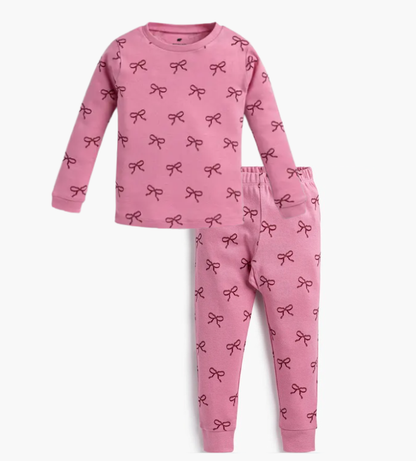 Girl Pink Ribbons Loungewear Set