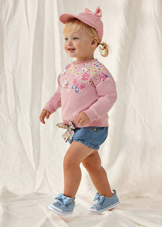 Baby Girl Floral Belted Shorts