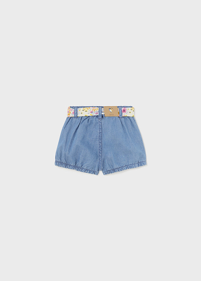 Baby Girl Floral Belted Shorts