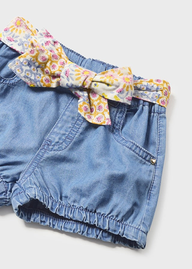 Baby Girl Floral Belted Shorts