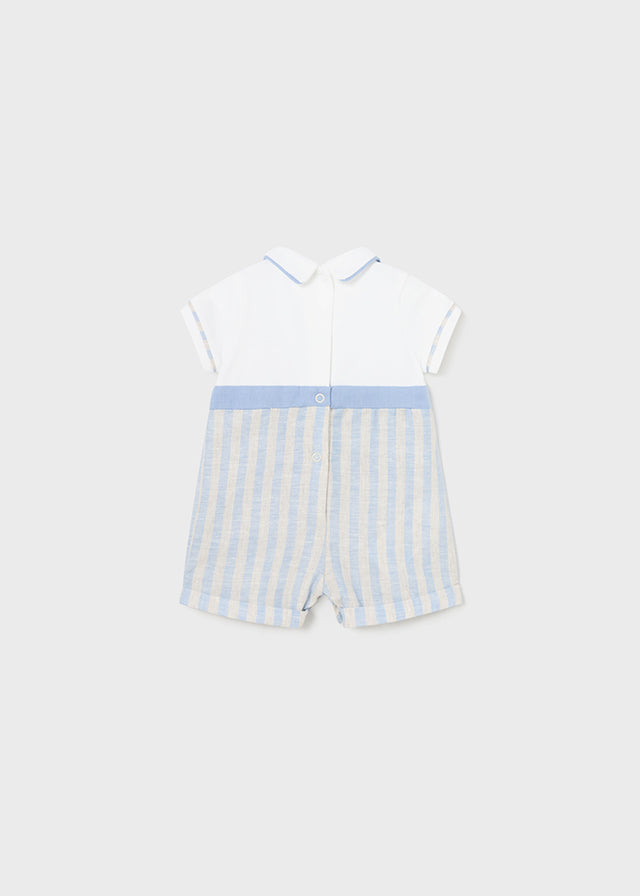 Baby Boys Striped Romper with Suspender
