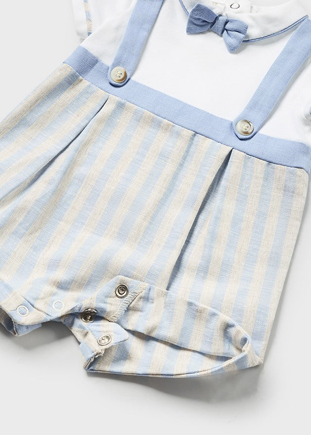 Baby Boys Striped Romper with Suspender