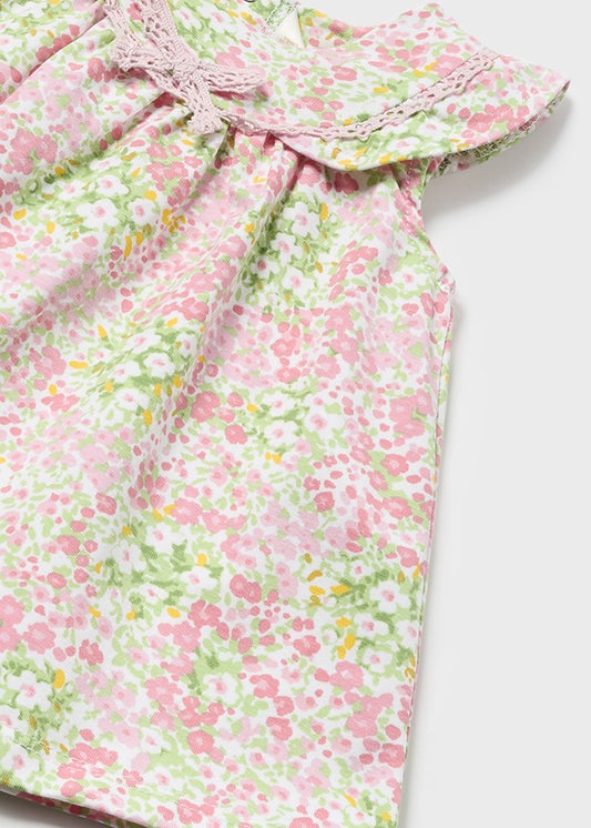 Infant Pink & Green Floral Dress