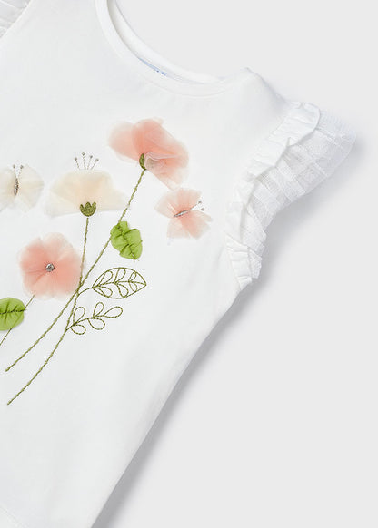 Girls Embroidered Flower Shirt