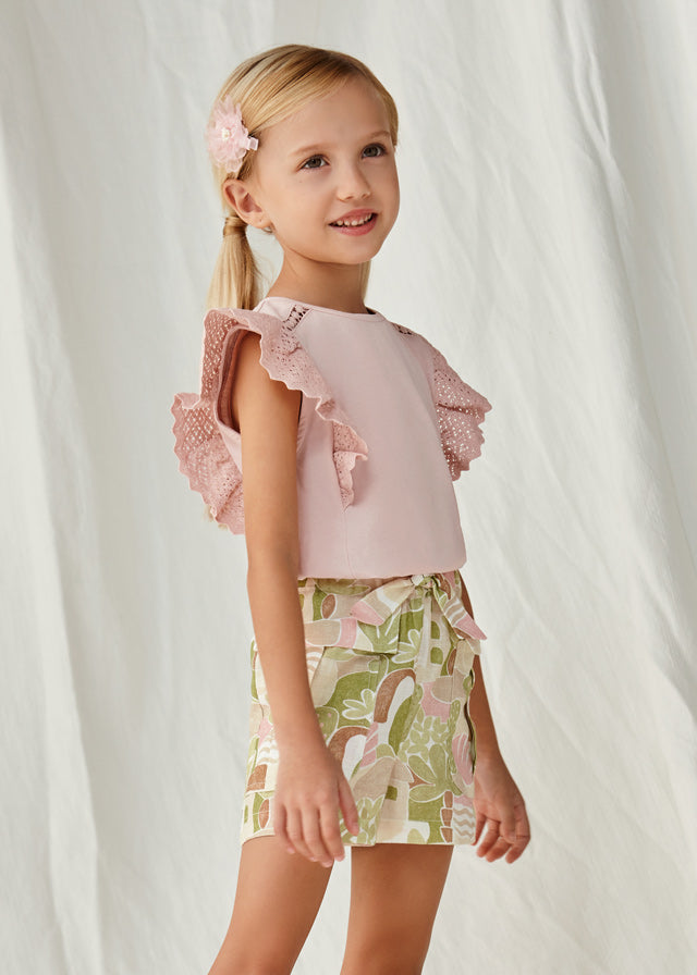 Girls Green Palm Tree Shorts