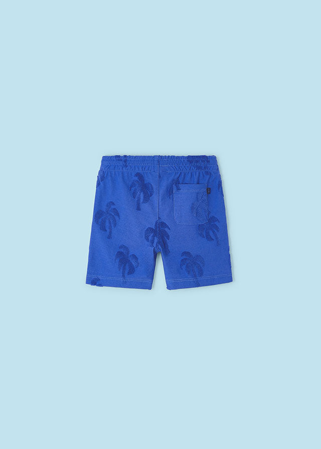 Boys Blue Palm Tree Gathered Shorts