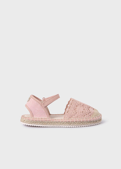 Girls Pink Crochet Espadrille Sandals