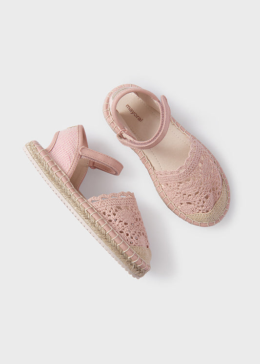 Girls Pink Crochet Espadrille Sandals