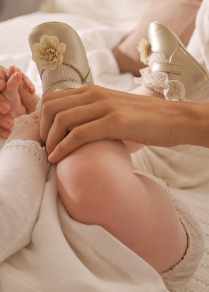 Newborn Girl Champagne Mary Jane Shoes