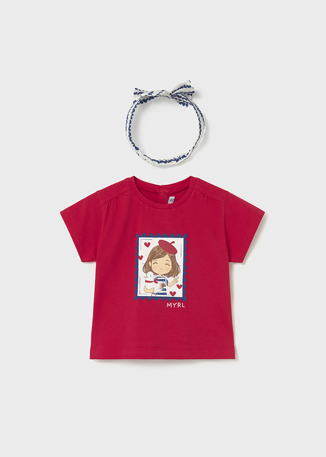 Infant Girl Printed Shirt w/ Headband