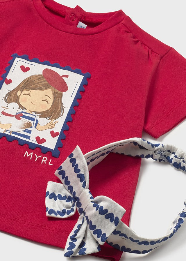 Infant Girl Printed Shirt w/ Headband