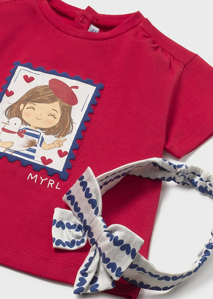 Infant Girl Printed Shirt w/ Headband