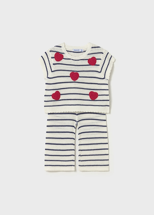Infant Girl Knit Pant Heart Set