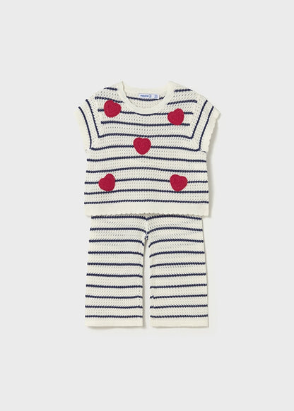 Infant Girl Knit Pant Heart Set