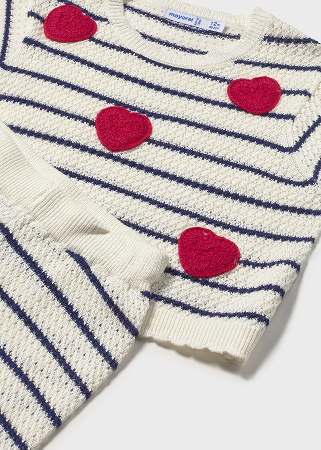 Infant Girl Knit Pant Heart Set