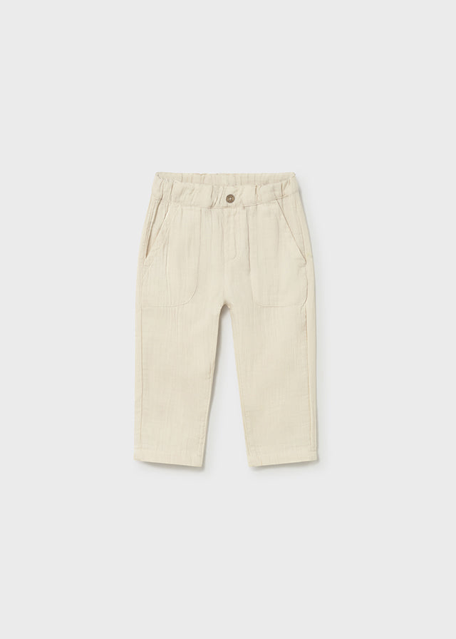 Infant Boy Cream Cotton Pants