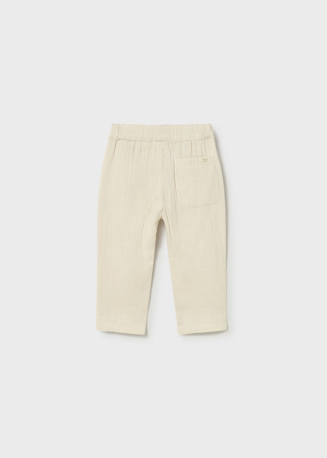 Infant Boy Cream Cotton Pants