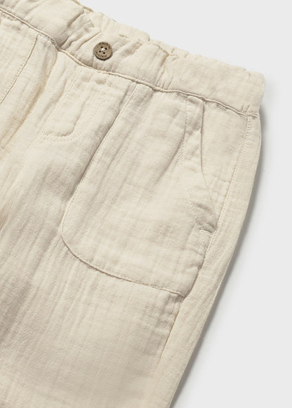 Infant Boy Cream Cotton Pants