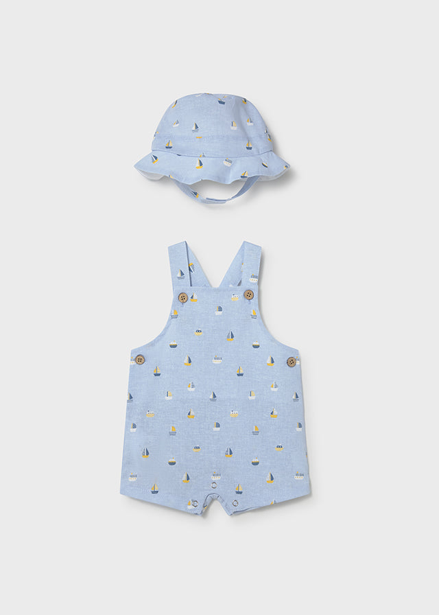 NB Boy Printed Dungaree w/Hat