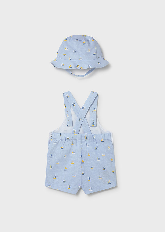 NB Boy Printed Dungaree w/Hat