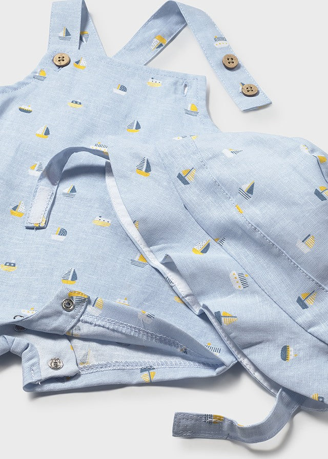 NB Boy Printed Dungaree w/Hat