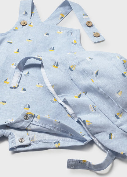 NB Boy Printed Dungaree w/Hat