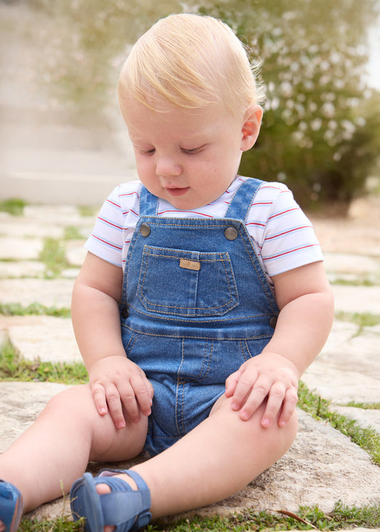 Infant 2Pc Denim Romper Set