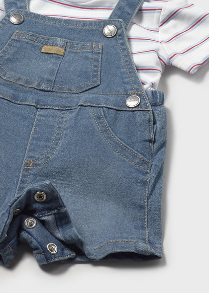 Infant 2Pc Denim Romper Set