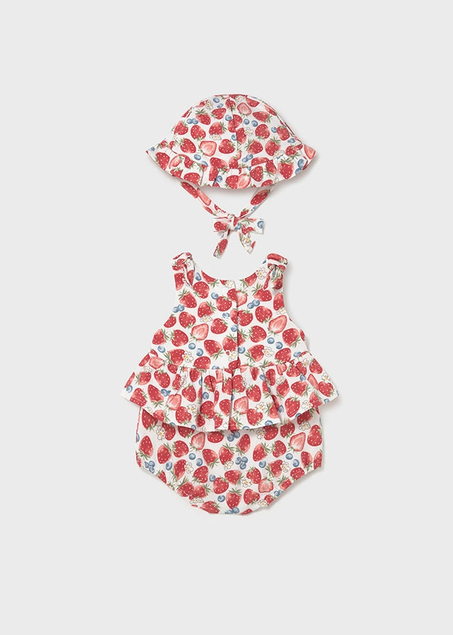 NB Strawberry Onesie w/Hat