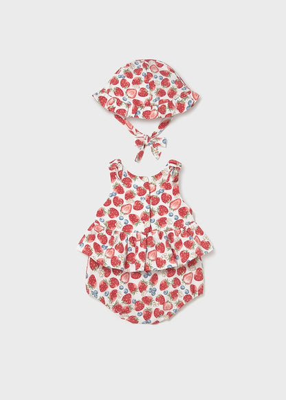 NB Strawberry Onesie w/Hat