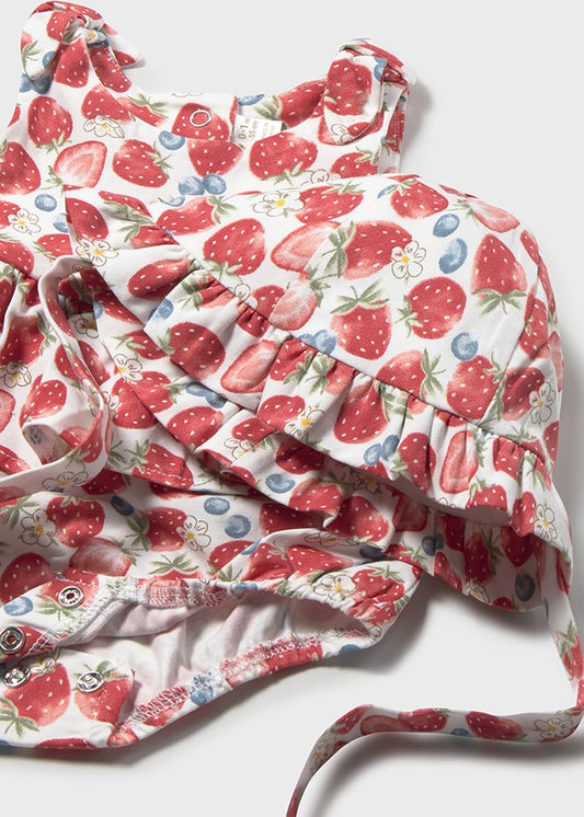 NB Strawberry Onesie w/Hat