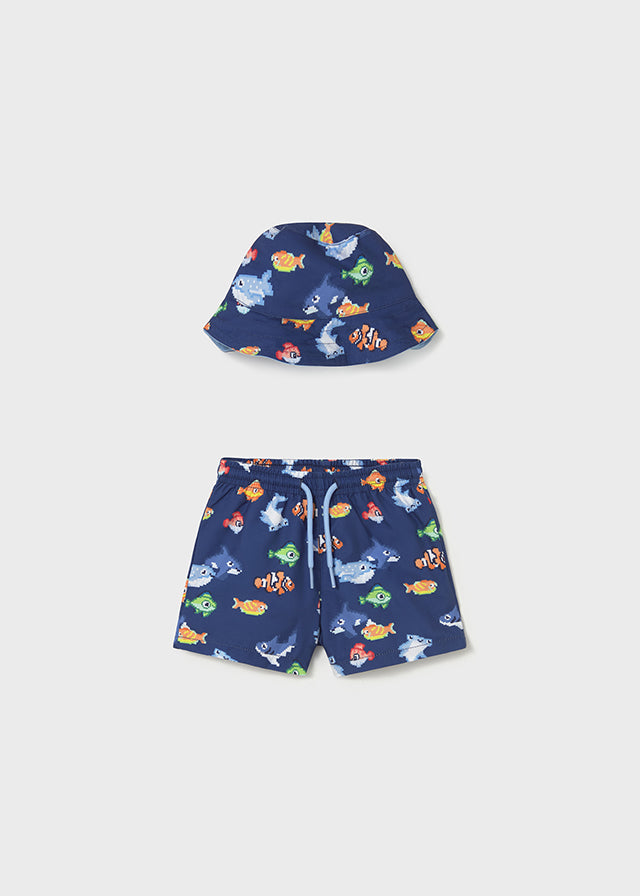 Infant Boy Swim Trunks w/Hat