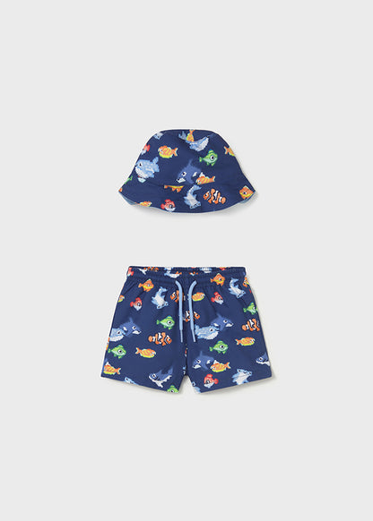 Infant Boy Swim Trunks w/Hat