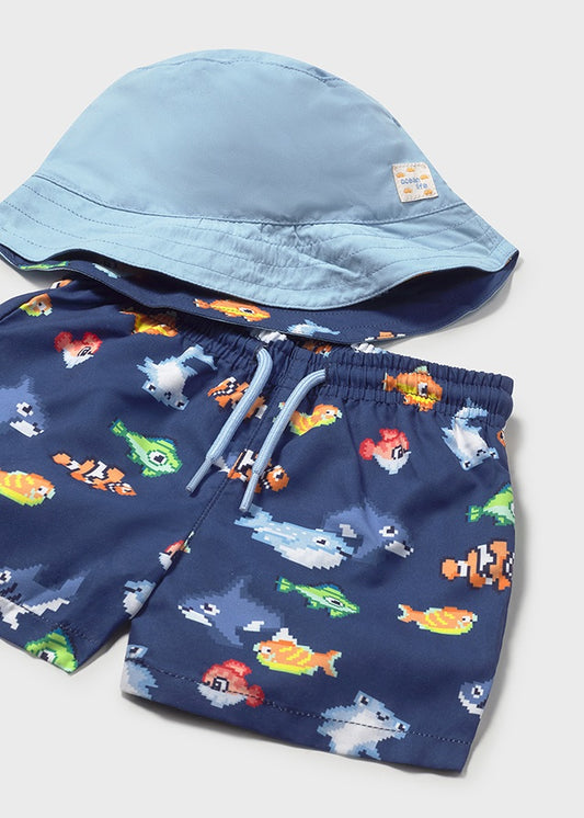 Infant Boy Swim Trunks w/Hat