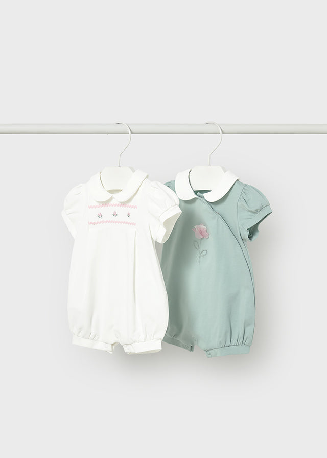 NB Girl 2Pk Delicate Romper Set