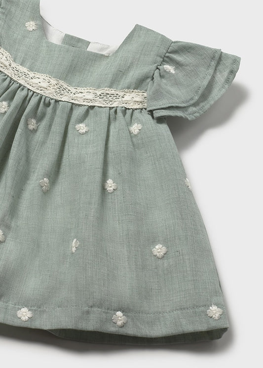 Infant Girl Mint Embroidered Dress