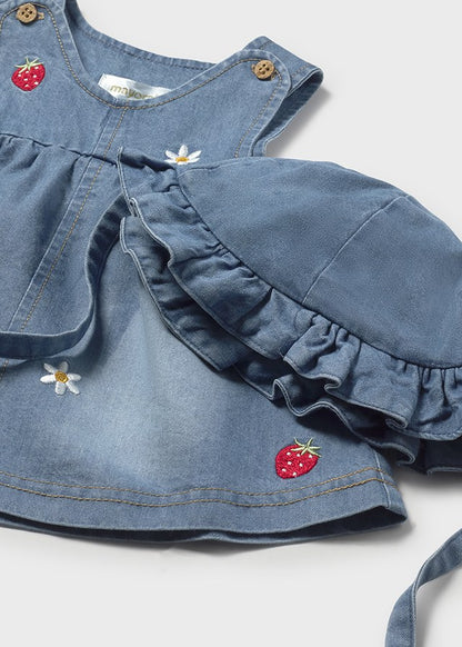 Infant Girl Denim Berry Dress w/Hat