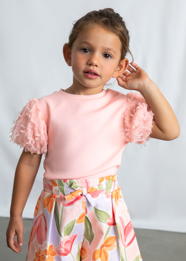 Girls S/s Tulle Shirt