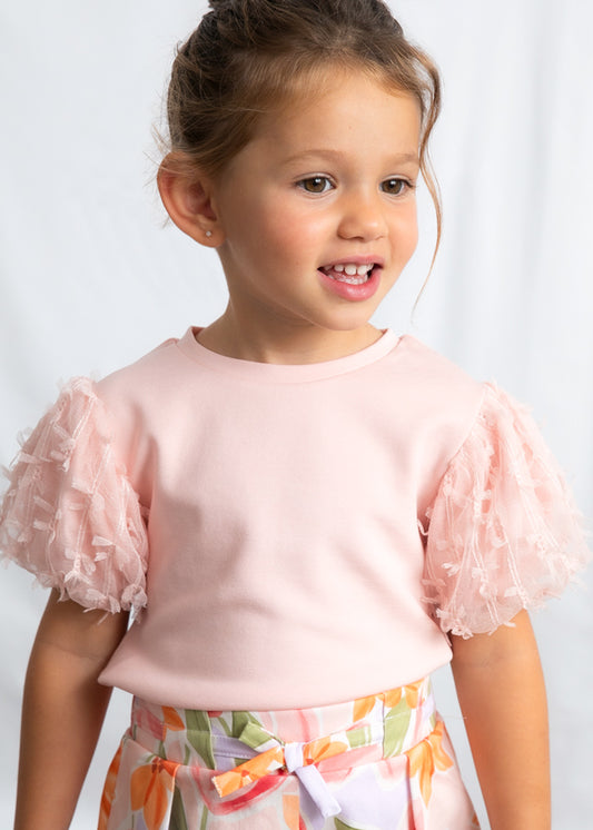 Girls S/s Tulle Shirt
