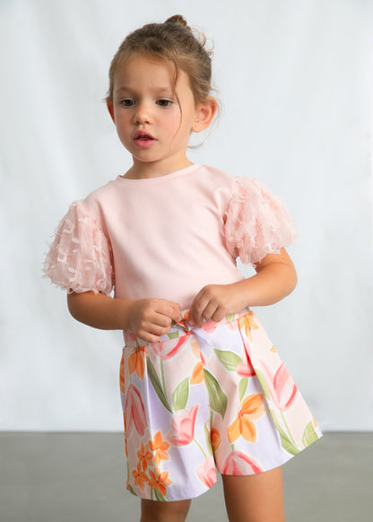Girls S/s Tulle Shirt