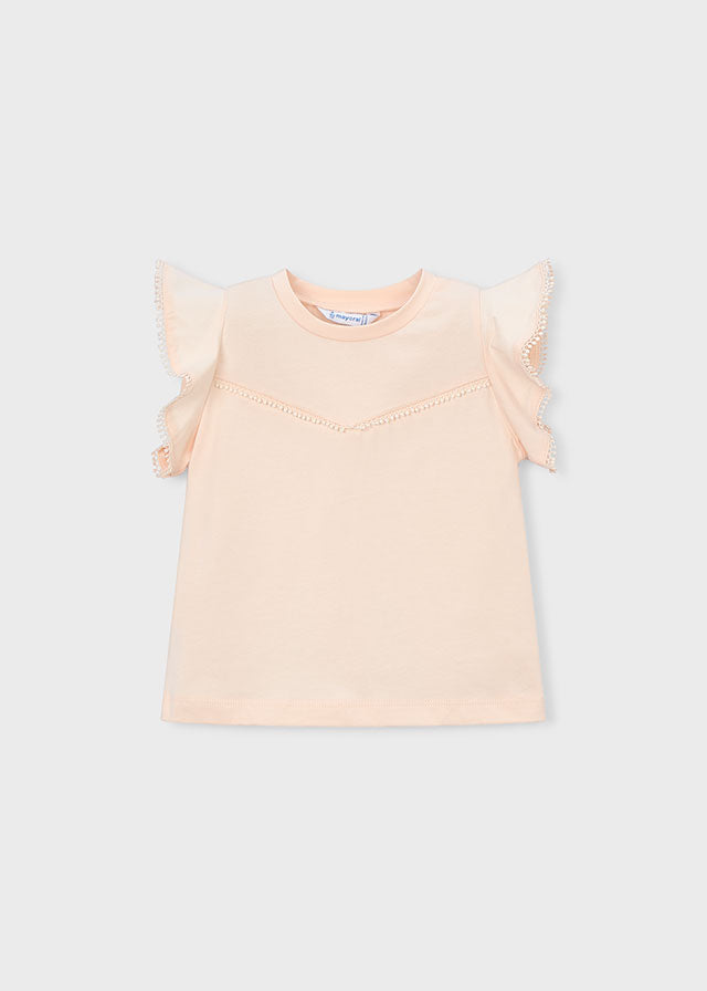 Girls S/s Shirt w/Lace Trim
