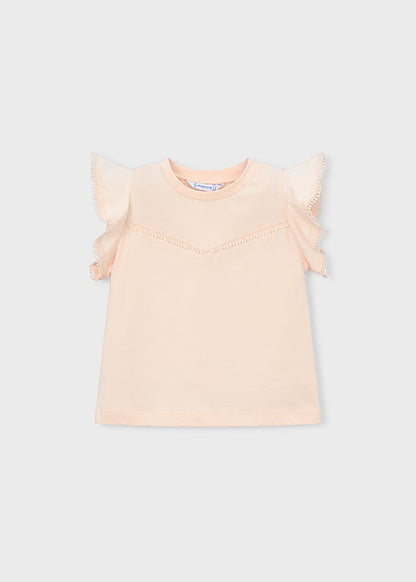 Girls S/s Shirt w/Lace Trim