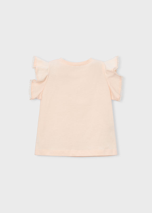 Girls S/s Shirt w/Lace Trim